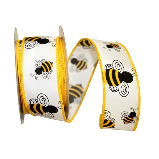 Reliant 1.5&#x22; x 10yd. Wired Bumble Bees Ribbon